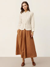 Load image into Gallery viewer, 100% Linen Small Collar Curved Hem Tailored Shirt AVELINE