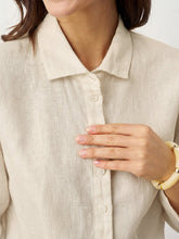 Load image into Gallery viewer, 100% Linen Small Collar Curved Hem Tailored Shirt AVELINE