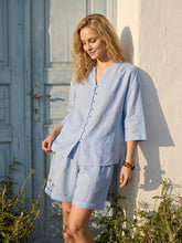 Load image into Gallery viewer, 100% Linen Frog-Button Split-Neck Shirt GISELA