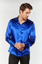 Load image into Gallery viewer, Men's Satin Royal Blue Dress Shirt