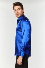 Load image into Gallery viewer, Men's Satin Royal Blue Dress Shirt