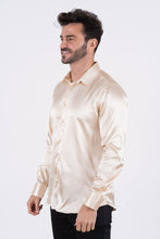 Load image into Gallery viewer, Men's Satin Cream Dress Shirt