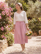 Load image into Gallery viewer, 100% Linen Drawstring Lantern Maxi Skirt with Pockets ROXANNE