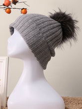 Load image into Gallery viewer, 100% Cashmere Rib-Knit Slouchy Beanie With Pom-Pom