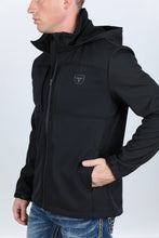 Load image into Gallery viewer, Mens Hooded Softshell Water-Resistant Jacket - Black