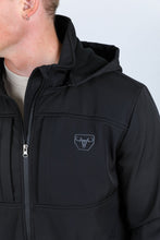 Load image into Gallery viewer, Mens Hooded Softshell Water-Resistant Jacket - Black