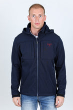 Load image into Gallery viewer, Mens Hooded Softshell Water-Resistant Jacket - Navy
