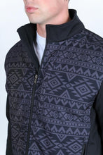 Load image into Gallery viewer, Mens Aztec SoftShell Concealed Carry Water-Resistant Jacket - Black