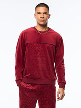 Load image into Gallery viewer, Bandiera Debossed Velour Crewneck-Rhubarb