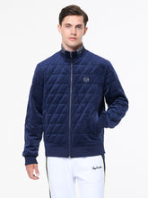 Load image into Gallery viewer, Redi Quilted Velour Bomber Jacket- Maritime Blue