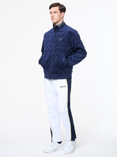 Load image into Gallery viewer, Redi Quilted Velour Bomber Jacket- Maritime Blue