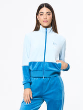 Load image into Gallery viewer, Lina Velour Track Jacket- Baby Blue
