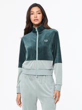 Load image into Gallery viewer, Lina Velour Track Jacket- Green Gables