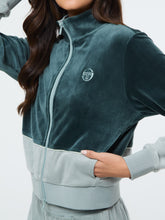 Load image into Gallery viewer, Lina Velour Track Jacket- Green Gables