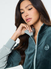 Load image into Gallery viewer, Lina Velour Track Jacket- Green Gables