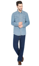 Load image into Gallery viewer, Mens Western Snap Front Button Shirt in Denim and Twill with a Stitched Yoke and Chest Pockets