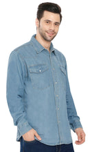 Load image into Gallery viewer, Mens Western Snap Front Button Shirt in Denim and Twill with a Stitched Yoke and Chest Pockets