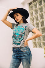 Load image into Gallery viewer, Women's Cotton American Legend Graphic Print Light Gray T-shirt