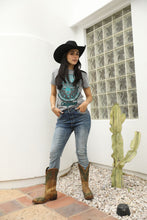 Load image into Gallery viewer, Women's Cotton American Legend Graphic Print Light Gray T-shirt