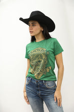 Load image into Gallery viewer, Women's Cotton American Legend Graphic Print Green T-shirt