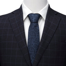 Load image into Gallery viewer, Star Wars Mandalorian and Grogu Navy Paisley Tie, Grogu Tie Bar, and Lapel Pin Gift Set