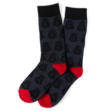 Load image into Gallery viewer, Star Wars Darth Vader Black, White, and Gray Dress Socks and Lapel Pin Gift Set