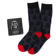 Load image into Gallery viewer, Star Wars Darth Vader Black and Red Dress Sock and Lapel Pin Gift Set