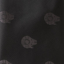 Load image into Gallery viewer, Star Wars Millennium Falcon Black Tie, X-Wing and Tie Fighter Battle Dress Socks, and Hyperspace Glow-in-the-Dark Tie Bar Gift Set
