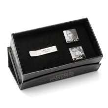 Load image into Gallery viewer, Star Wars Princess Leia and Han Solo "I Love You / I Know" Cufflinks with Hidden Message Tie Bar Gift Set