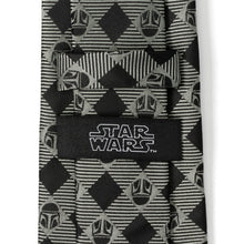 Load image into Gallery viewer, Star Wars Mandalorian Black and Gray Plaid Tie