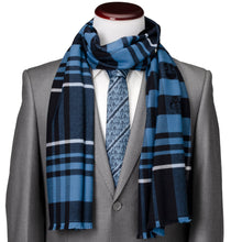 Load image into Gallery viewer, Star Wars Mandalorian Blue Tartan Scarf