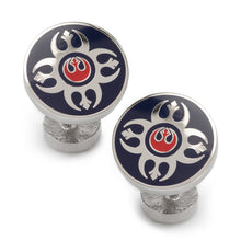 Load image into Gallery viewer, Star Wars Rebel Alliance Starbird Crest Blue and Red Cufflinks
