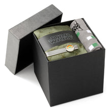 Load image into Gallery viewer, Star Wars Grogu Green Tie, Gray Dress Socks, and Tie Bar Gift Set