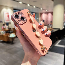 Load image into Gallery viewer, Luxury Love Heart Elegant Sparkle Case With Chain Bracelet Strap Soft Protective Bumper Cover Compatible with iPhone Bracelet soft case for iPhone 12 Pro Max 11 pro max X XS XR 7 8 Plus Stylish Phone Cover
