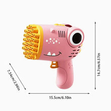 Load image into Gallery viewer, 40 Hole Dinosaur Bubble Handheld Bubble Machine Electric Bubble Gun Outdoor Wedding Party Toy