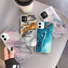 Load image into Gallery viewer, Fashion Marble Pattern Phone Case For iPhone 13 12 11 Pro Max 7 8 6 6S Plus X XR XS Max 12Mini 5 5S SE Cute Soft TPU Cover Full Body Protection with Raised Bezel