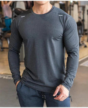 Load image into Gallery viewer, Men's Sports Fitness Long Sleeve Outdoor Badminton Quick Dry Training Shirt Casual Thin Running Top Bodybuilding Sportswear