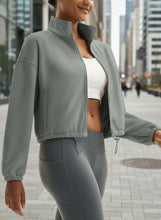 Load image into Gallery viewer, Winter Fleece Cropped Jacket with Stand Collar