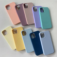 Load image into Gallery viewer, Unique Solid Color Soft Silicone Phone Cases For iPhone 13 12 11 14 Pro Max X XR XS Case For iPhone 12 13 Pro 7 8 SE Cover Silicone Phone Cover Ultra Slim Shockproof Protective Case for iPhone 14