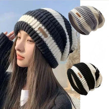 Load image into Gallery viewer, Unisex Stacking Knitted Beanie Cap – Winter Warm Striped Hip-Hop Bonnet Hat