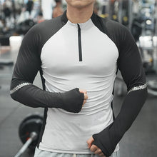 Load image into Gallery viewer, Men's Stand Collar Zipper T Shirt for High Intensity Workouts