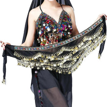 Load image into Gallery viewer, 1PC New Style Belly Dance Belt Newest Multi-color Glass Silk Velvet Dancing Belt Scarf Crystal BellyDance Waist Chain Hip Scarf