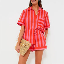 Load image into Gallery viewer, 🌞 Lamuusaa 2-Piece Striped Summer Set – 2000s Streetwear Revival