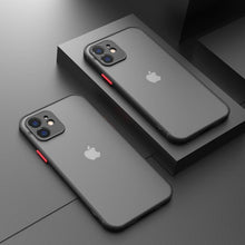 Load image into Gallery viewer, Luxury Shockproof Armor Case For iPhone 11 12 13 14 Pro Max Mini X XR XS Soft Silicone Bumper Clear Hard Cover Shockproof Soft Flat Side Bumper Translucent Hard Back Slim Phone Case