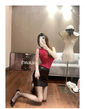 Load image into Gallery viewer, Mandotos Black Imitation Leather Pencil Mini Skirt High Waist Korean Fashion Women Wholesale Summer