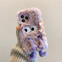 Load image into Gallery viewer, 3D Cute Hairy Fluffy Fur Plush Winter Warm Phone Case For iPhone 14 13 12 11 Pro Max Plus Soft Cartoon Back Cover Cute Fuzzy Furry Case Fashion Luxury Case