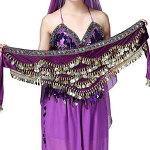 Load image into Gallery viewer, 1PC New Style Belly Dance Belt Newest Multi-color Glass Silk Velvet Dancing Belt Scarf Crystal BellyDance Waist Chain Hip Scarf