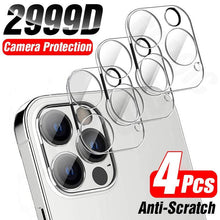 Load image into Gallery viewer, 4Pcs Camera Lens Glass Protector on For iPhone 11 12 13 14 Pro Max Tempered Glass For iPhone 14 Plus 12 13 Mini Camera Protector Ultra Thin Transparent Camera Lens Cover
