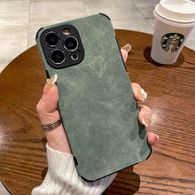 Load image into Gallery viewer, Vintage Green PU Leather Case For iPhone 13 12 11 Pro Max Mini XR XS X 7 8 Plus Luxury Silicon Bumper Shockproof Soft Cover Ultra Thin Slim Leather Case Anti-Scratch Hard Back Cover for iPhone