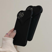 Load image into Gallery viewer, Fashion Cool Black Love Heart Phone Case For iPhone 14 13 Pro Max 12 11 XR XS Dustproof Soft Shockproof Back Cover Luxury Soft Back Cover Raised Full Camera Protection Bumper Silicone Shockproof Phone Case